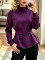 Retro Chic Turtleneck Art Casual Stylish Long Sleeve Top