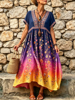 Women's Ombre Floral Vine Print Maxi Dress