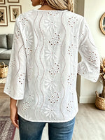 Retro Hollow Floral Lace Art Casual Stylish Long Sleeve Shirt