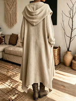 Women's Bohemian Wrap-style Irregular Hem Long Hooded Robe