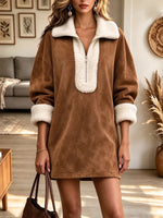 Women's Casual Loose Patchwork Plush Dress