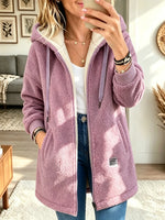 Women's Plush Sherpa Hooded Zip-Up Coat
