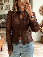 Women's Floral Lace Button Blouse