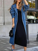 Retro Chic Art Casual Lapel Button Stylish Long Sleeve Denim Long Coat