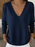 Retro V Collar Knitted Art Casual Stylish Long Sleeve Sweater