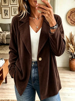 Women's Single-Button Oversized Corduroy Blazer