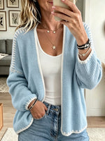 Women's Blanket Stitch Trim Open-Front Cardigan