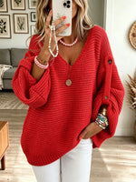 Women's Button V-Neck Knit Sweater