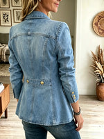 Women's Double-Breasted Tailored Denim Blazer
