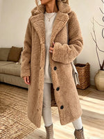 Retro Warm Art Button Cashmere Casual Stylish Lapel Long Sleeve Coat