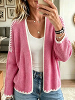 Women's Blanket Stitch Trim Open-Front Cardigan