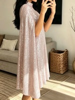 Women's Elegant Small Stand-up Collar Sequin Dress
