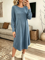 Women's Vintage Elegant Cotton Loose-fitting With A Curved Hem Dress