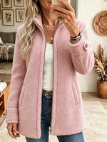 Women's Plush Fleece Full-Zip Mid-Length Coat