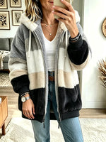 Women's Color-block Warm Hooded Coat