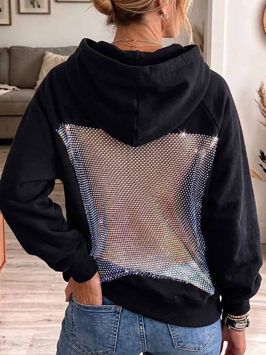 Vintage Elegant Openwork Sparkly Sweatshirt
