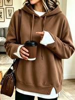 Women's Layered Drawstring Pullover Hoodie