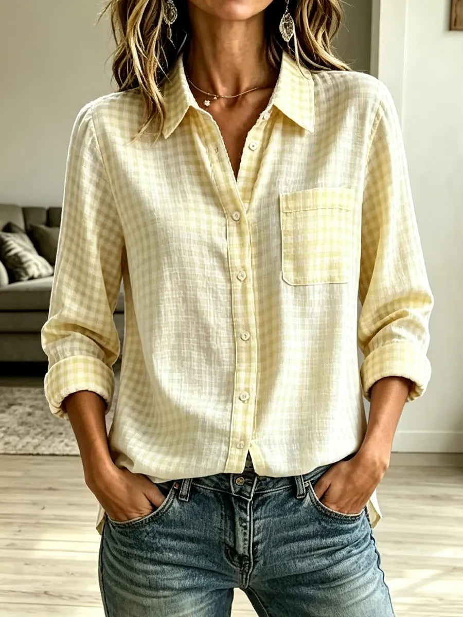 Retro Classic Plaid Pattern Art Casual Stylish Long Sleeve Lapel Cotton Shirt