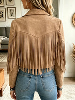 Women's Western Suede Fringe Cropped Jacket