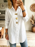 Women's Sculptural Metallic Button Longline Shirt