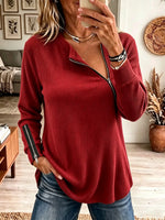 Women's Diagonal Zipper Asymmetrical Ribbed Top