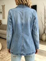 Women's Flap Pocket Single-Breasted Denim Blazer