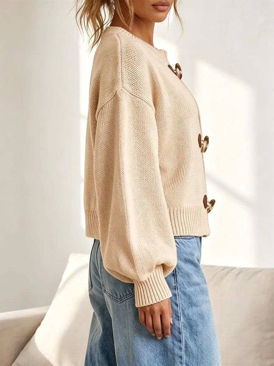 Retro Toggle‑closure Art Casual Stylish Long Sleeve Knit Cardigan Sweater