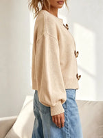 Retro Toggle‑closure Art Casual Stylish Long Sleeve Knit Cardigan Sweater