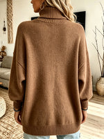 Women's Oversized Turtleneck Ribbed Knit Sweater