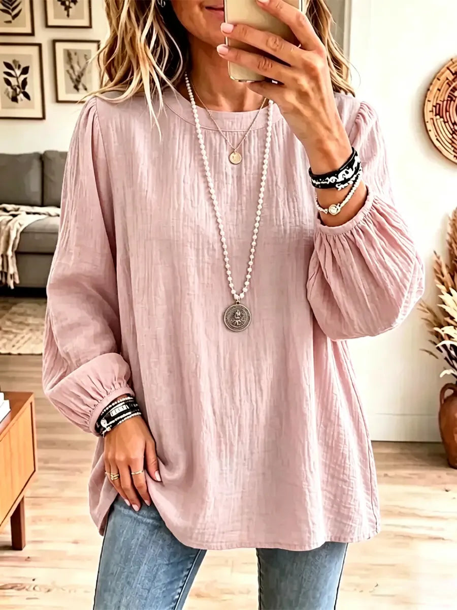 Retro Solid Color Art Casual Stylish Long Sleeve Cotton Linen Shirt