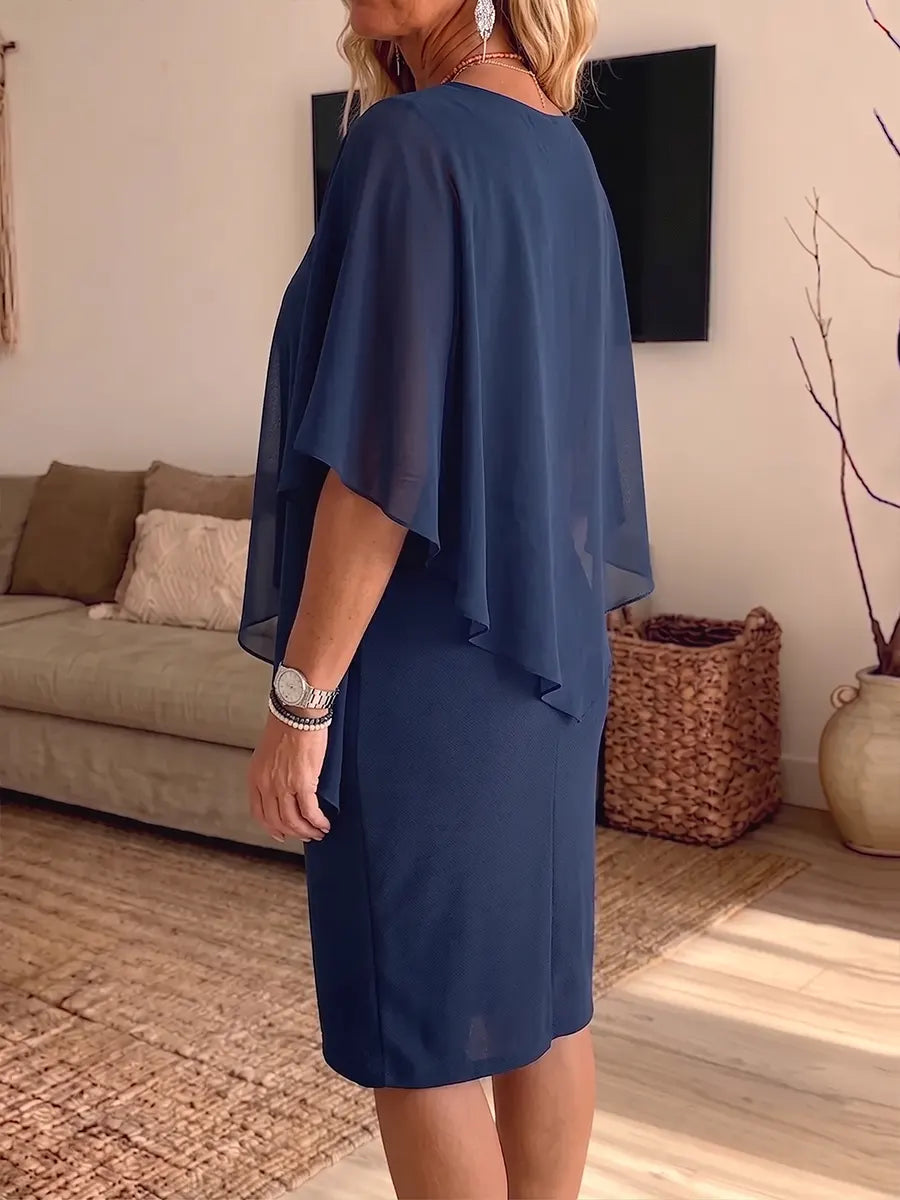 Women's Vintage Elegant Chiffon Shiny Rhinestones Dress