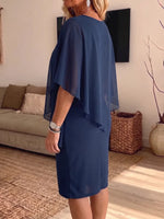 Women's Vintage Elegant Chiffon Shiny Rhinestones Dress
