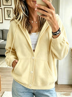Women's Button-Down Casual Hooded Sweatshirt