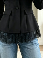 Women's Lace Trim Peplum Fitted Blazer