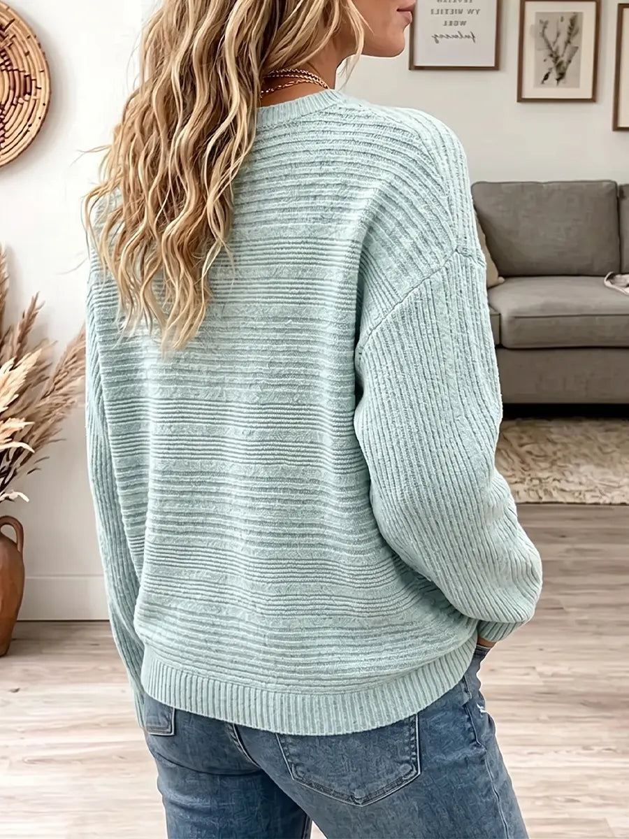 Vintage Elegant Knit Top Textured Fabric Warm Sweater