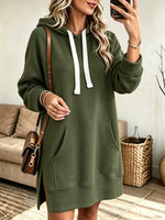 Women's Drawstring Hooded Sweatshirt Dress