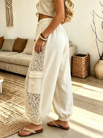 Women’s Lace Patchwork Bohemian Style Lantern Jogger Pants