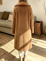 Retro Warm Art Button Cashmere Casual Stylish Lapel Long Sleeve Coat