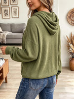 Vintage Elegant Waffle Knit Pocket Hood Shirt
