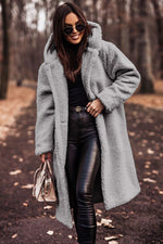 Hooded Long Teddy Coat Oversized Fleece Warm Winter Sherpa Overcoat