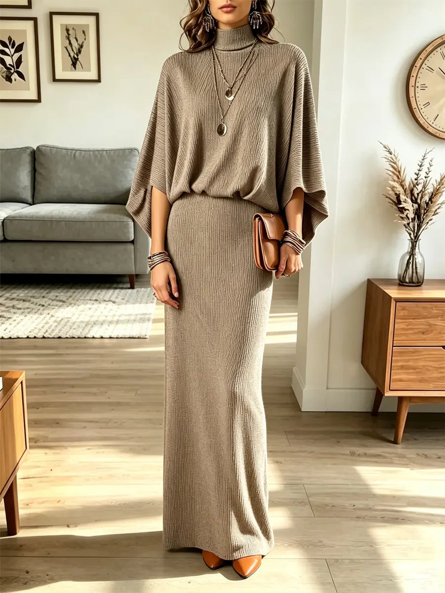 Retro Elegant Art Casual Stylish 3/4 Sleeve Top And Skirt Two-piece Set