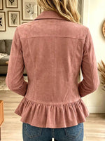 Women's Ruffle Peplum Suede Western Jacket