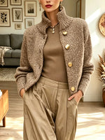 Retro Art Casual Stylish Long Sleeve Turtleneck Cardigan Sweater