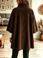 Women's Stand Collar Oversized Corduroy Poncho Coat