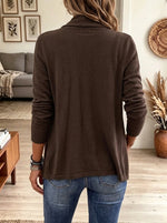 Women's Gold Button Open Front Draped Cardigan