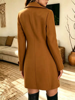 Retro Art Casual Double‑breasted Lapel Wool-blend Stylish Long Sleeve Coat