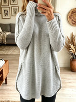 Women's Oversized Cable Knit Turtleneck Tunic Sweater