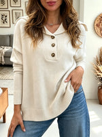 Women's Sailor Collar Henley Pullover Sweater