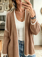 Women's Blanket Stitch Trim Open-Front Cardigan
