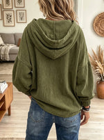 Women's Asymmetric Button Wrap Collar Corduroy Jacket